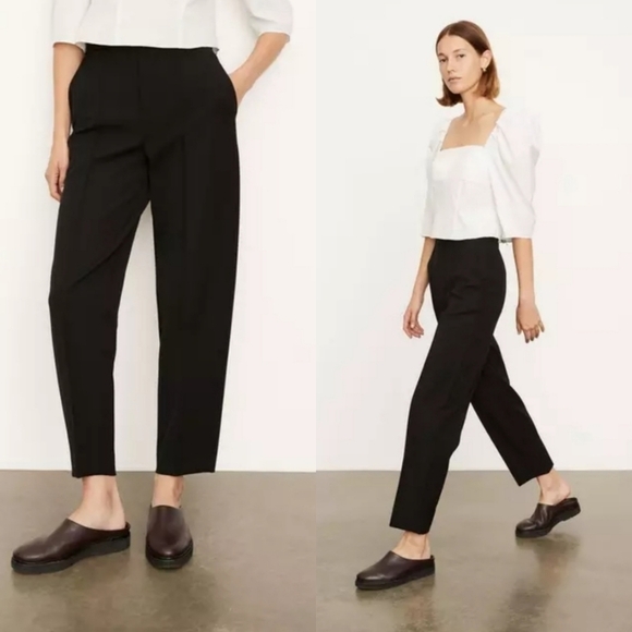 Vince Pintuck Tapered High Waist Black Trouser Pants Style#V802922038 NWT Sz 16 - Picture 9 of 17